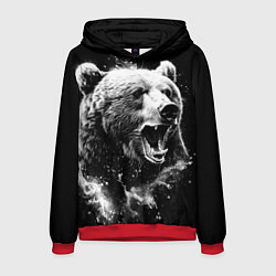 Толстовка-худи мужская Медведь на охоте, цвет: 3D-красный