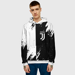 Толстовка-худи мужская Juventus краски чёрнобелые, цвет: 3D-белый — фото 2