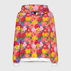 Толстовка-худи мужская Летний цветочный фон, цвет: 3D-белый