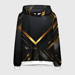 Толстовка-худи мужская Gold luxury black abstract, цвет: 3D-белый