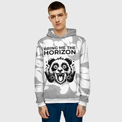 Толстовка-худи мужская Bring Me the Horizon рок панда на светлом фоне, цвет: 3D-белый — фото 2