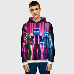 Толстовка-худи мужская Minecraft characters - neon glow, цвет: 3D-белый — фото 2