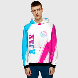 Толстовка-худи мужская Ajax neon gradient style вертикально, цвет: 3D-черный — фото 2