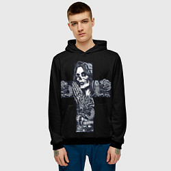 Толстовка-худи мужская Santa muerte cross, цвет: 3D-черный — фото 2