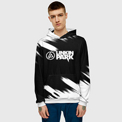 Толстовка-худи мужская Linkin park рок бенд краски, цвет: 3D-белый — фото 2