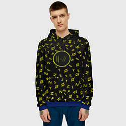 Толстовка-худи мужская Twenty one pilots pattern rock yellow, цвет: 3D-синий — фото 2