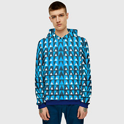 Толстовка-худи мужская Узор из треугольников синий, цвет: 3D-синий — фото 2
