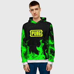 Толстовка-худи мужская PUBG кислотное лого огненный стиль, цвет: 3D-белый — фото 2