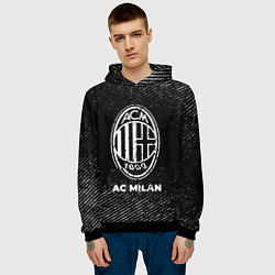 Толстовка-худи мужская AC Milan с потертостями на темном фоне, цвет: 3D-черный — фото 2
