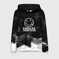 Толстовка-худи мужская Nirvana текстура рок, цвет: 3D-белый