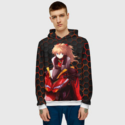 Толстовка-худи мужская Аска из Евангелиона, цвет: 3D-белый — фото 2