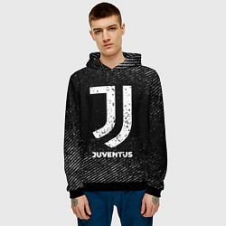 Толстовка-худи мужская Juventus с потертостями на темном фоне, цвет: 3D-черный — фото 2