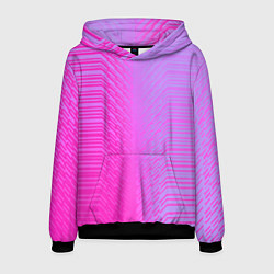 Толстовка-худи мужская Розовые градиентные линии, цвет: 3D-черный