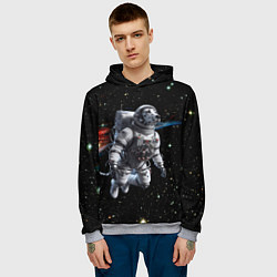 Толстовка-худи мужская The dalmatian brave cosmonaut - ai art, цвет: 3D-меланж — фото 2