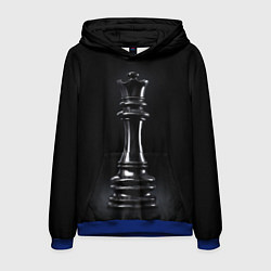 Толстовка-худи мужская Черный ферзь - шахматы, цвет: 3D-синий