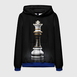 Толстовка-худи мужская Белый король - шахматы, цвет: 3D-синий