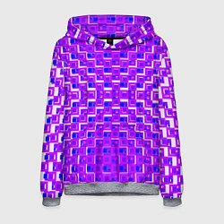 Толстовка-худи мужская Фиолетовые квадраты на белом фоне, цвет: 3D-меланж
