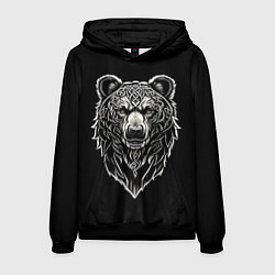 Толстовка-худи мужская Медведь в славянском стиле, цвет: 3D-черный