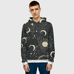 Толстовка-худи мужская Звёздная карта с лунами и солнцем, цвет: 3D-белый — фото 2