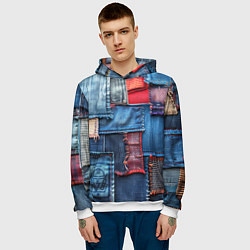 Толстовка-худи мужская Джинсовая форма электрика, цвет: 3D-белый — фото 2