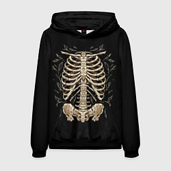 Толстовка-худи мужская Скелет на груди, цвет: 3D-черный