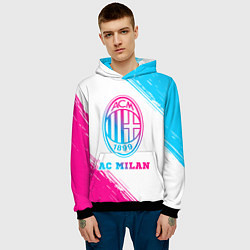 Толстовка-худи мужская AC Milan neon gradient style, цвет: 3D-черный — фото 2