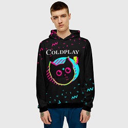Толстовка-худи мужская Coldplay - rock star cat, цвет: 3D-черный — фото 2