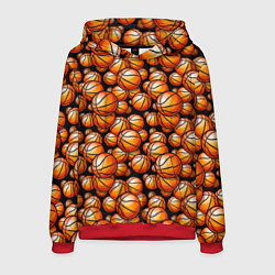 Толстовка-худи мужская Баскетбольные мячики, цвет: 3D-красный