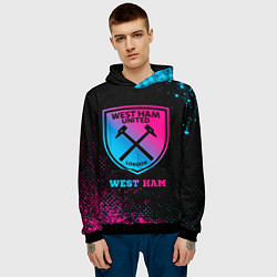 Толстовка-худи мужская West Ham - neon gradient, цвет: 3D-черный — фото 2