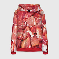 Толстовка-худи мужская Куски мяса, цвет: 3D-красный