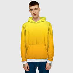 Толстовка-худи мужская Градиент насыщенный жёлтый, цвет: 3D-белый — фото 2