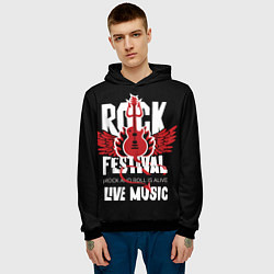 Толстовка-худи мужская Rock festival - live music, цвет: 3D-черный — фото 2