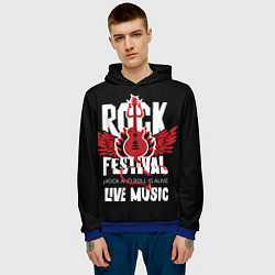 Толстовка-худи мужская Rock festival - live music, цвет: 3D-синий — фото 2