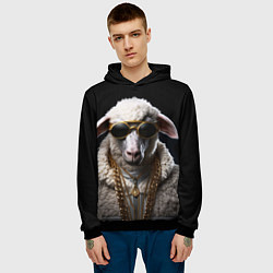 Толстовка-худи мужская Богатый баран в цепях, цвет: 3D-черный — фото 2