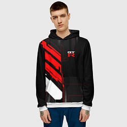 Толстовка-худи мужская Nissan GTR - Cyber, цвет: 3D-белый — фото 2