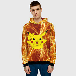 Толстовка-худи мужская Pikachu yellow lightning, цвет: 3D-черный — фото 2