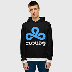 Толстовка-худи мужская Cloud9 - esports logo, цвет: 3D-белый — фото 2