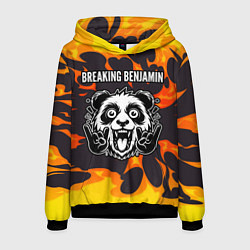 Толстовка-худи мужская Breaking Benjamin рок панда и огонь, цвет: 3D-черный