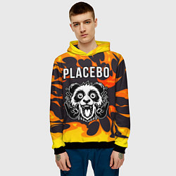 Толстовка-худи мужская Placebo рок панда и огонь, цвет: 3D-черный — фото 2