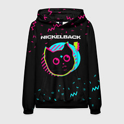 Толстовка-худи мужская Nickelback - rock star cat, цвет: 3D-черный