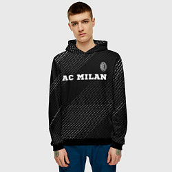 Толстовка-худи мужская AC Milan sport на темном фоне посередине, цвет: 3D-черный — фото 2