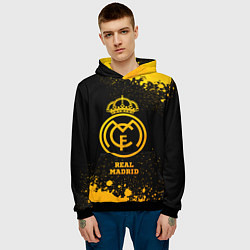 Толстовка-худи мужская Real Madrid - gold gradient, цвет: 3D-черный — фото 2