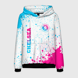 Толстовка-худи мужская Chelsea neon gradient style вертикально, цвет: 3D-черный