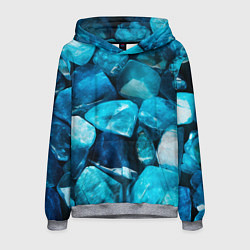 Толстовка-худи мужская Аквамарин камни минералы крупный план, цвет: 3D-меланж