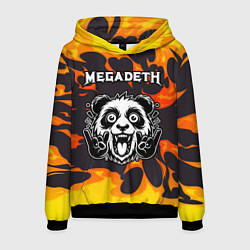 Толстовка-худи мужская Megadeth рок панда и огонь, цвет: 3D-черный