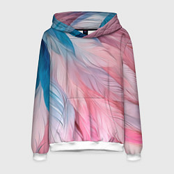 Мужская толстовка Пастельно-голубые и розовые перья