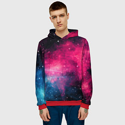 Толстовка-худи мужская Абстрактный космос фантастика, цвет: 3D-красный — фото 2