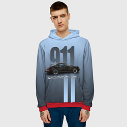 Толстовка-худи мужская Винтажный автомобиль Porsche, цвет: 3D-красный — фото 2