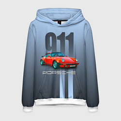 Толстовка-худи мужская Винтажный автомобиль Porsche 911 Carrera, цвет: 3D-белый