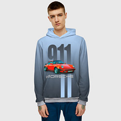 Толстовка-худи мужская Винтажный автомобиль Porsche 911 Carrera, цвет: 3D-меланж — фото 2